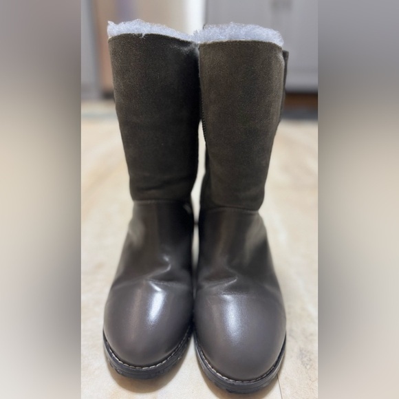 AUABP Women's Gray Leather Shearling Wedge Boots (US 7) - Picture 3 of 5